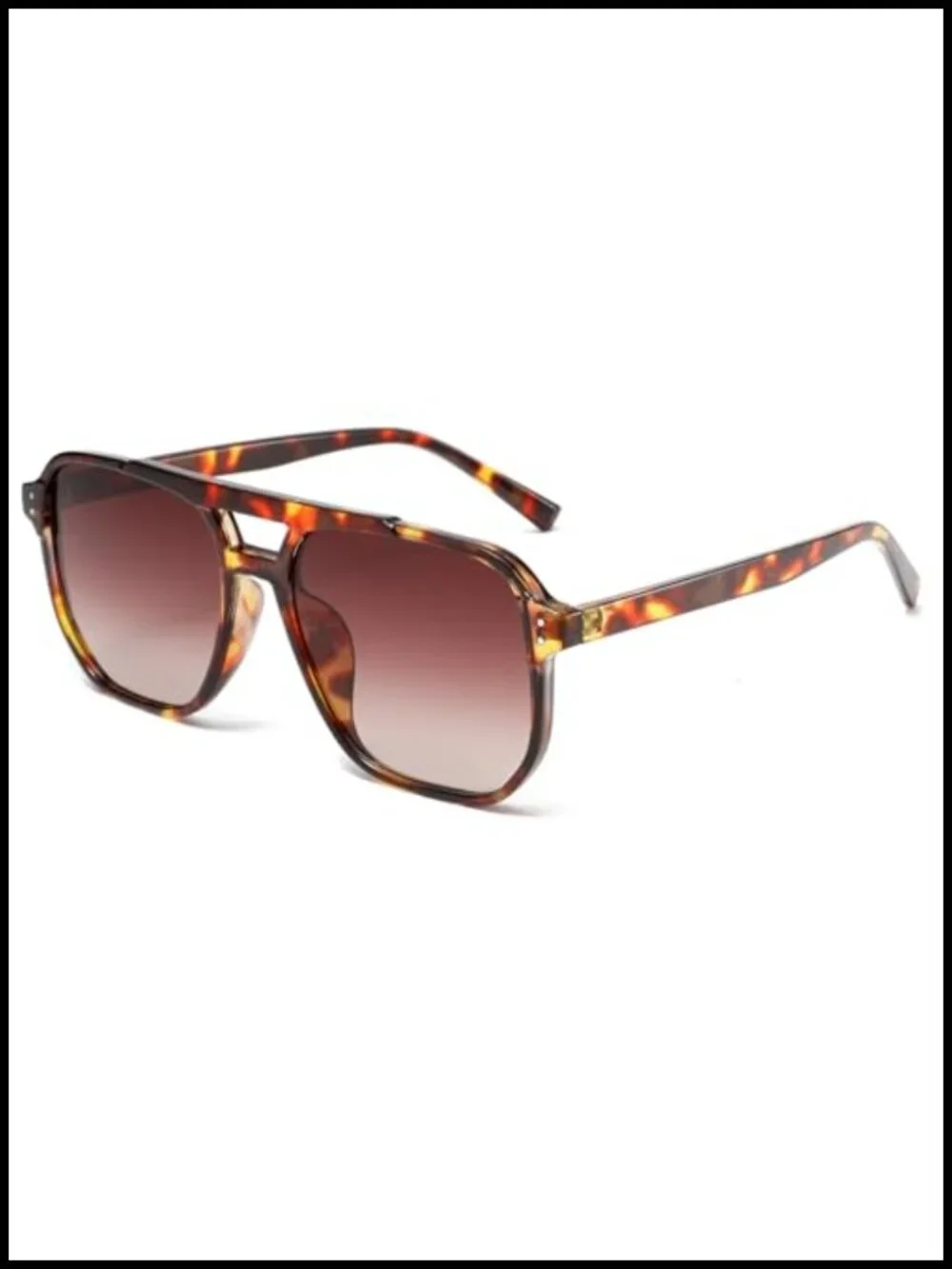 Retro Square Pilot Sunglasses Double Bridge UV400 Unisex Oversize